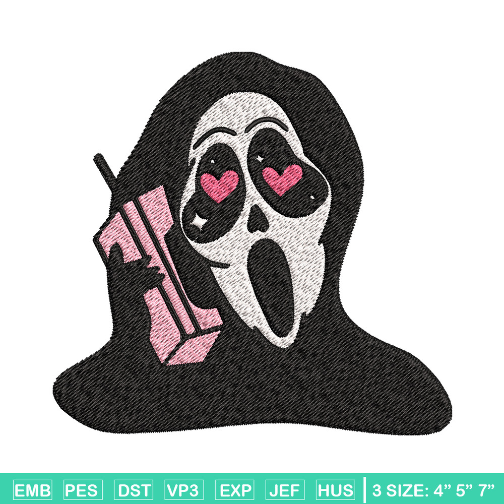 Ghost Face Call Me Embroidery design, Ghost Face Embroidery, Embroidery File, Horror design, Digital download..jpg