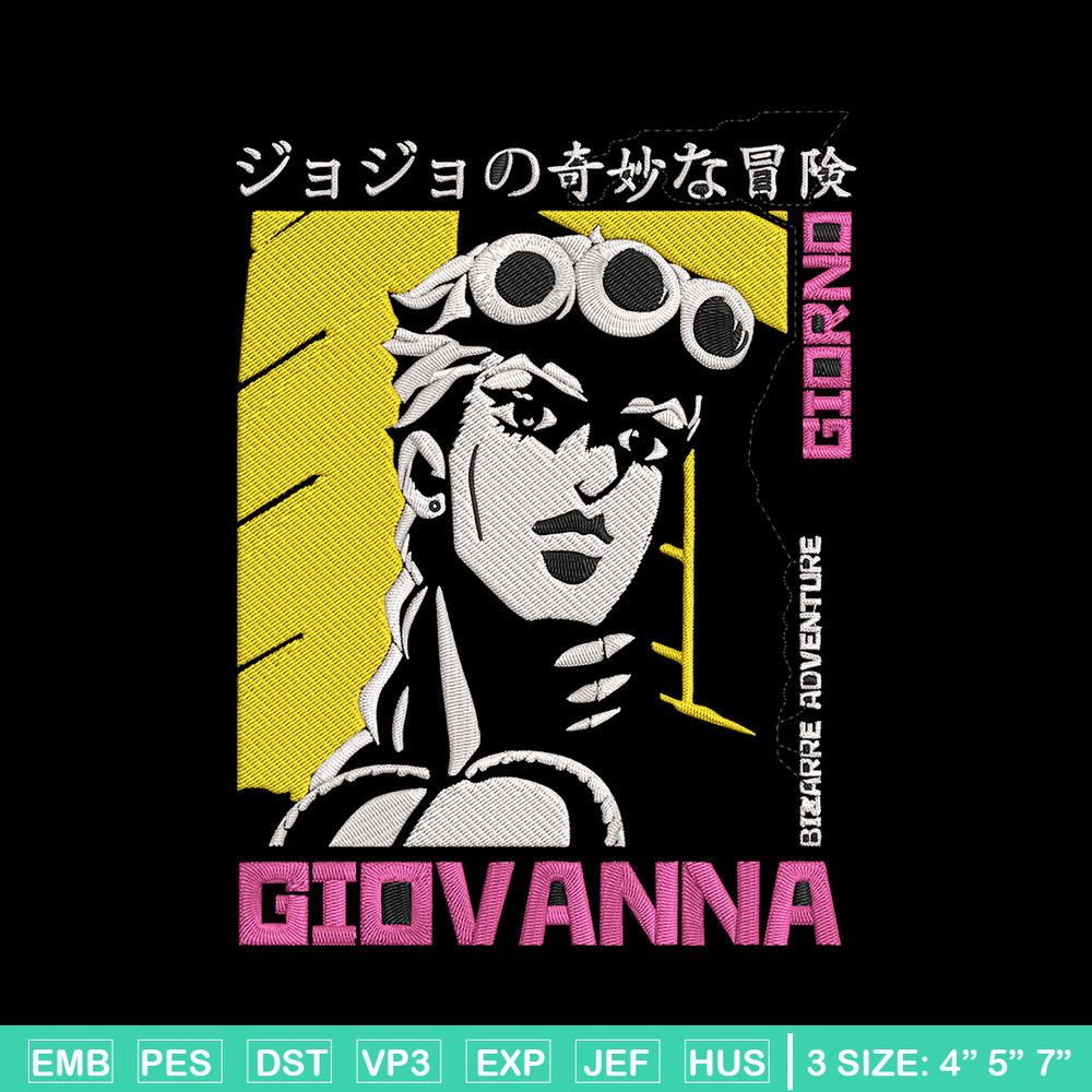 Giovanna poster Embroidery Design, Jojo Embroidery, Embroidery File, Anime Embroidery, Anime shirt, Digital download.jpg