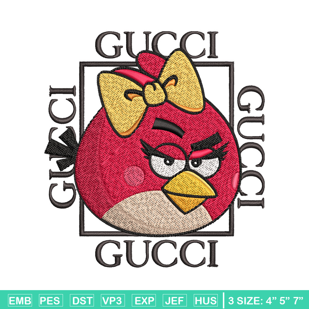 Girl Bird gucci Embroidery design, Angry Birds Embroidery, cartoon design, Embroidery File, logo shirt, Digital download.jpg