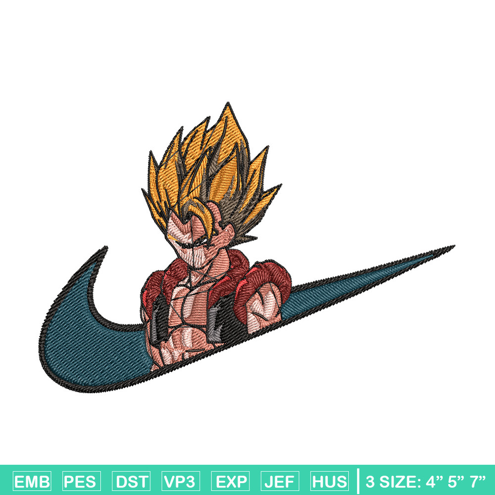 Gogeta x nike Embroidery Design, Dragonball Embroidery, Embroidery File, Nike Embroidery, Anime shirt, Digital download.jpg