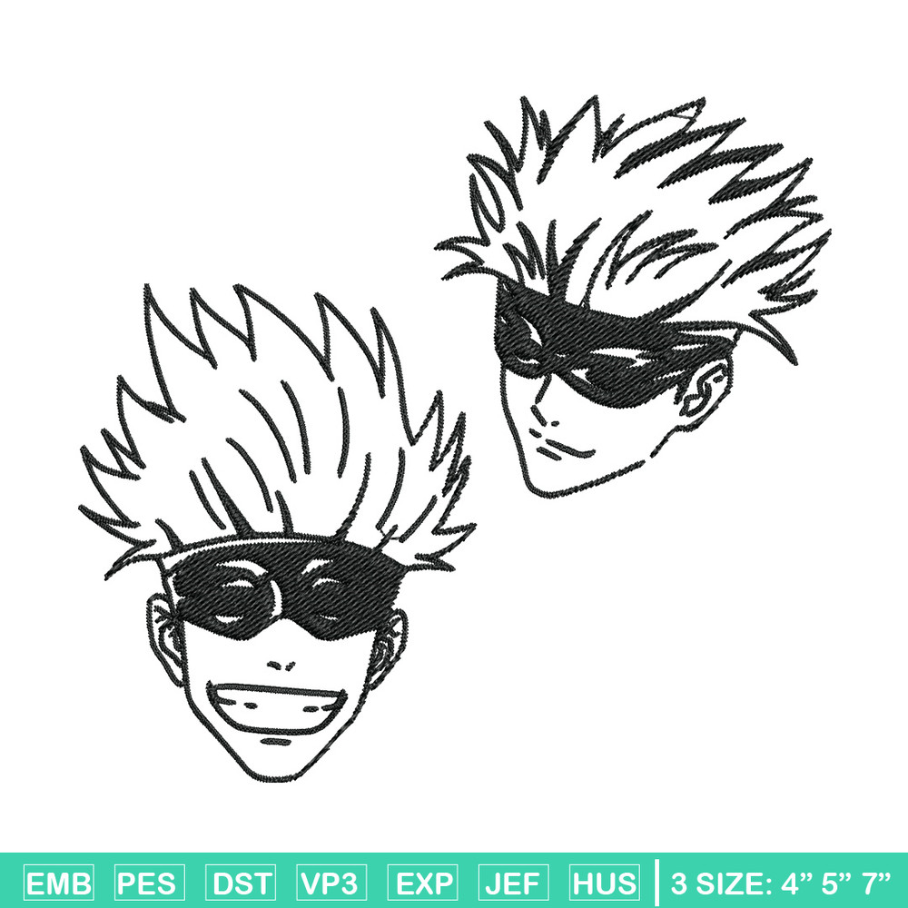 Gojo face Embroidery Design, Jujutsu Embroidery, Embroidery File, Anime Embroidery, Anime shirt, Digital download.jpg