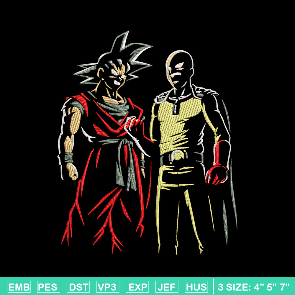 Goku x Saitama Embroidery Design, Dragonball Embroidery,Embroidery File, Anime Embroidery, Anime shirt, Digital download.jpg