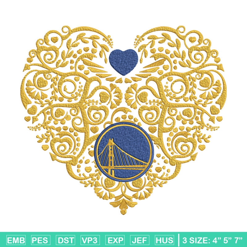 Golden State Warriors heart embroidery design, NBA embroidery,Sport embroidery, Embroidery design,Logo sport embroidery.jpg