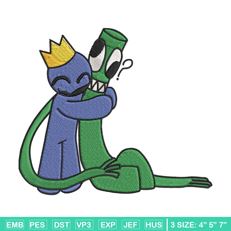 Green x blue Rainbow Embroidery Design, Rainbow Friends Embroidery, Embroidery File, Anime Embroidery, Digital download.jpg