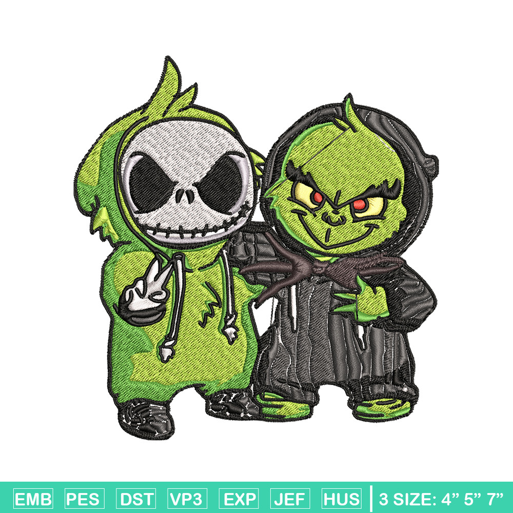Grinch And Jack Skellington Embroidery design, Grinch Christmas Embroidery, Horror design, logo shirt, Digital download..jpg