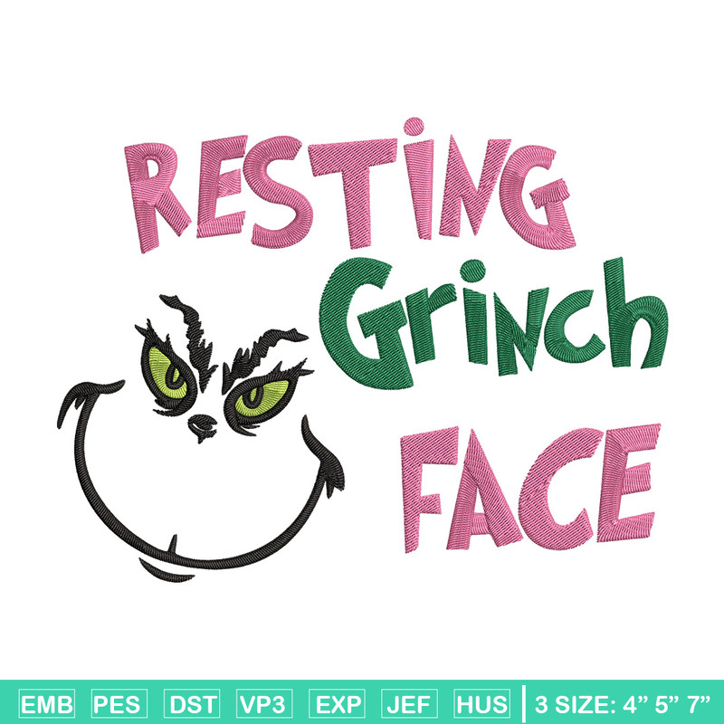 Grinch face Embroidery Design, Grinch Embroidery, Embroidery File, Chrismas Embroidery, Anime shirt, Digital download.jpg
