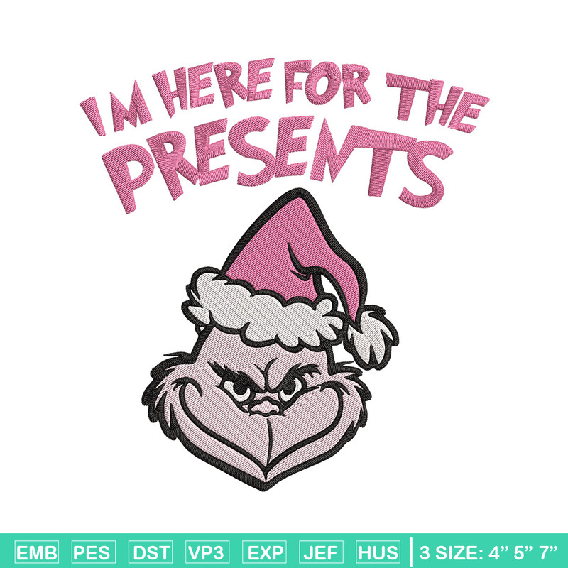 Grinch Im here Embroidery Design, Grinch Embroidery, Embroidery File, Chrismas Embroidery, Anime shirt, Digital download.jpg