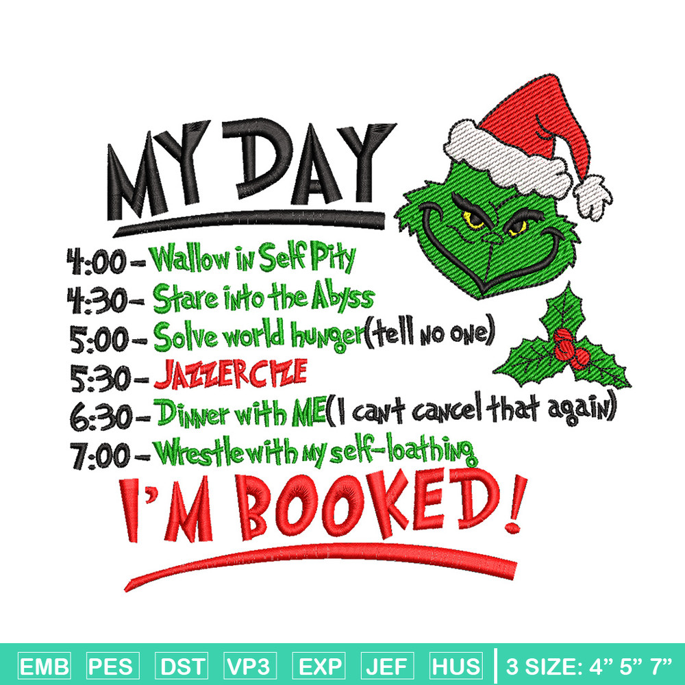 Grinch my day embroidery design, Grinch embroidery, Chrismas design,Embroidery shirt, Embroidery file, Digital download.jpg