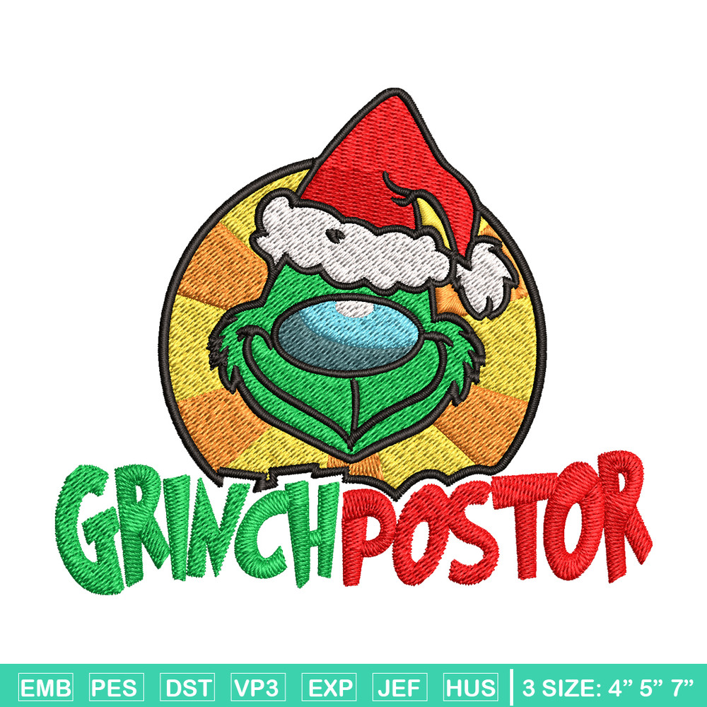 Grinch postor Christmas Embroidery design, Grinch christmas Embroidery, Grinch design, Embroidery file, Instant download.jpg