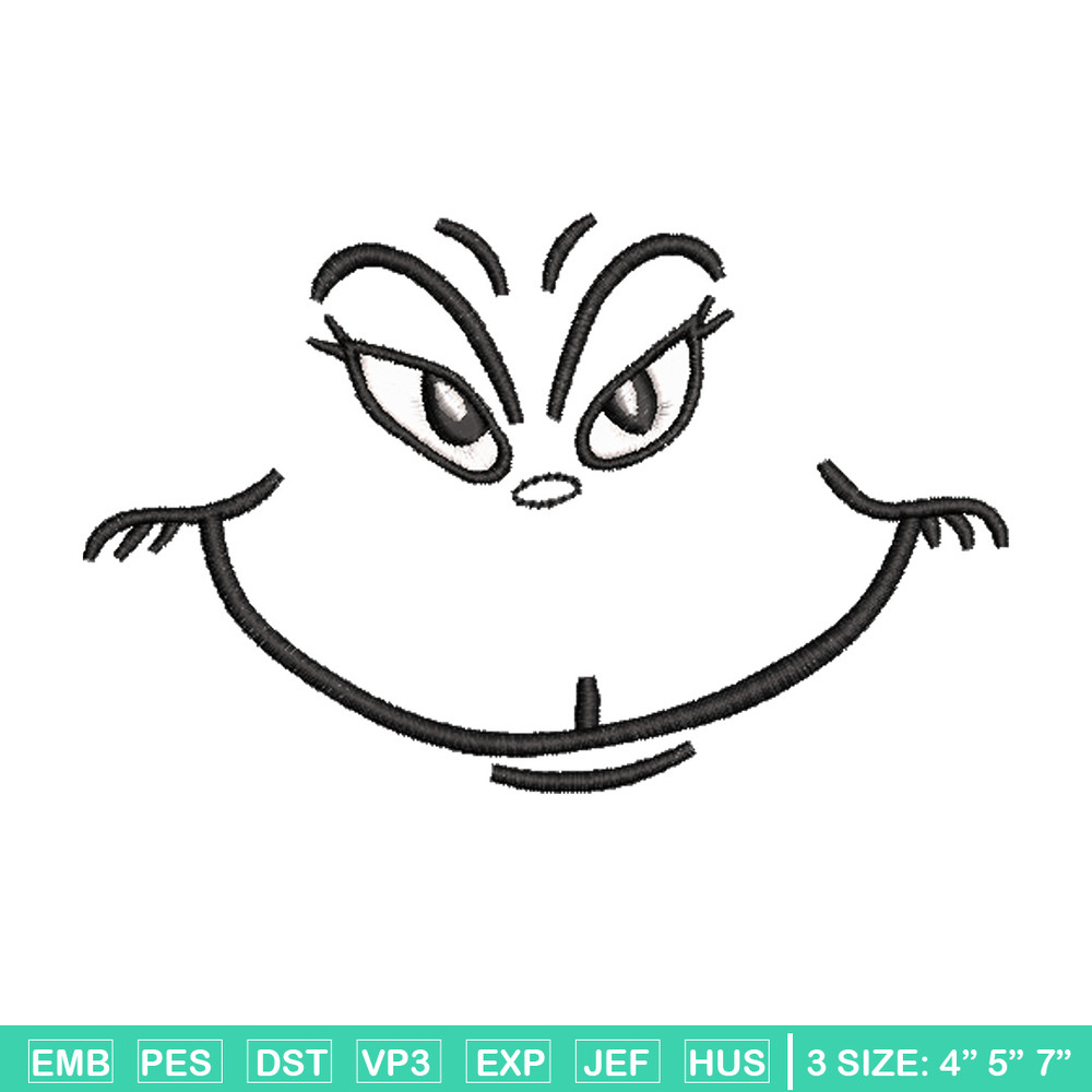 Grinch smile embroidery design,Grinch embroidery, Chrismas design, Embroidery shirt, Embroidery file, Digital download..jpg