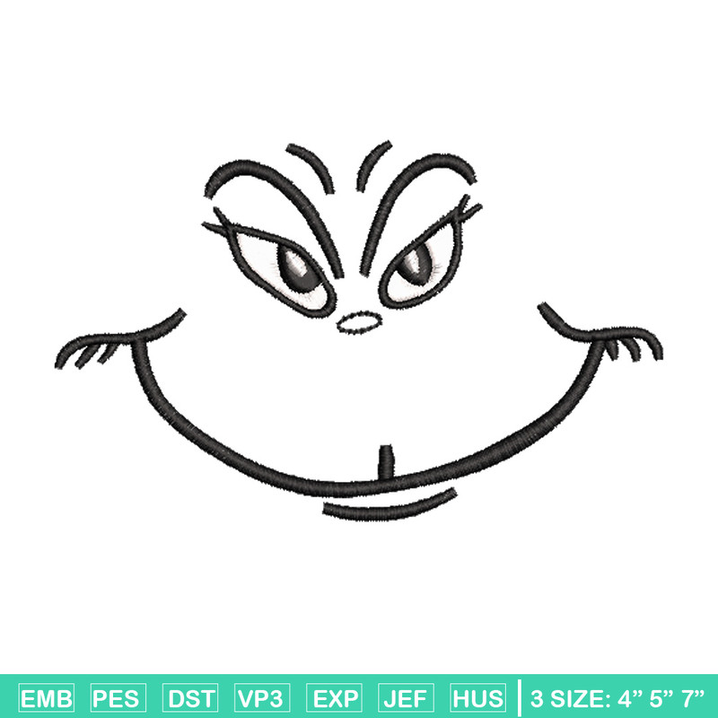 Grinch smile embroidery design,Grinch embroidery, Chrismas design, Embroidery shirt, Embroidery file, Digital download..jpg