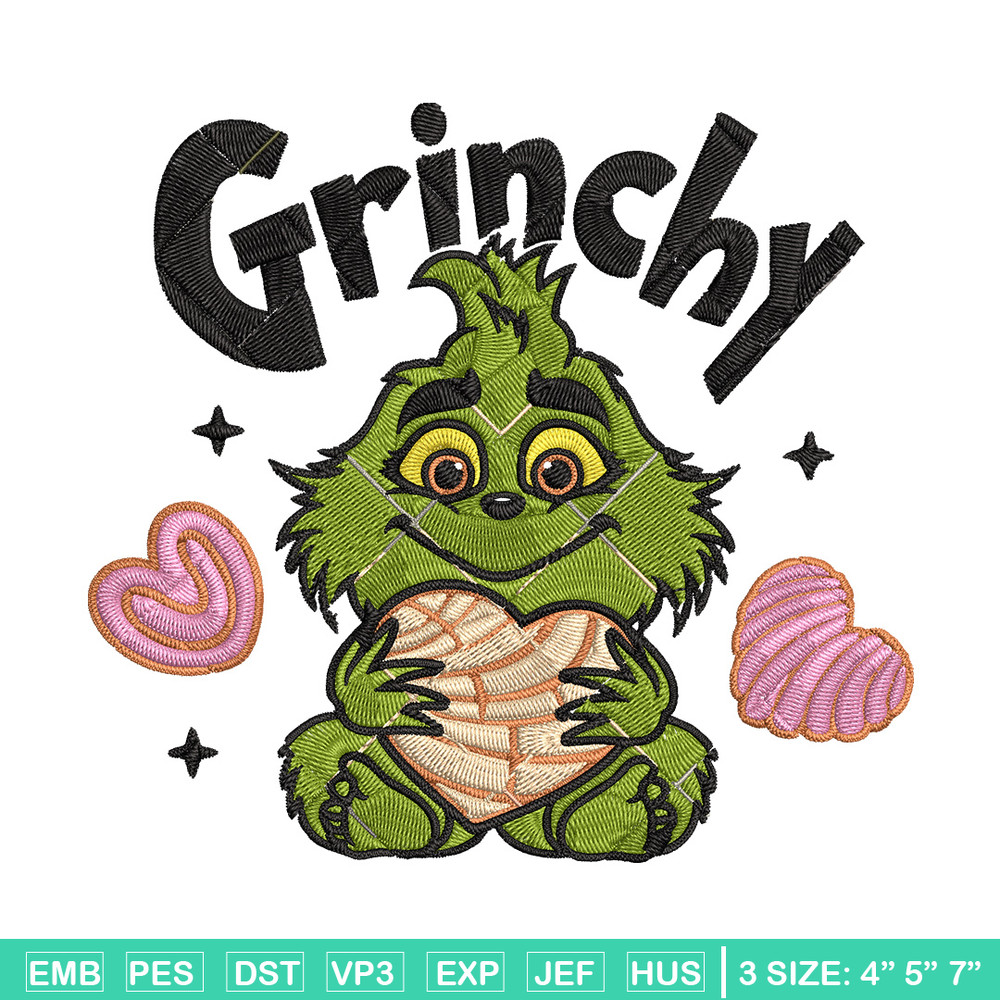 Grinchy cute Embroidery Design, Grinch Embroidery, Embroidery File, Chrismas Embroidery, Anime shirt,Digital download.jpg