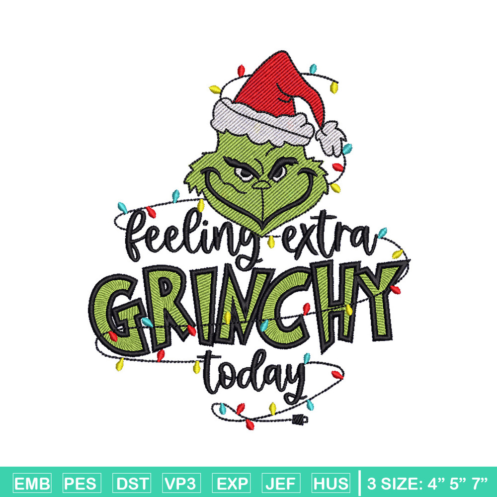 Grinchy today embroidery design,Grinch embroidery, Chrismas design, Embroidery shirt, Embroidery file, Digital download.jpg