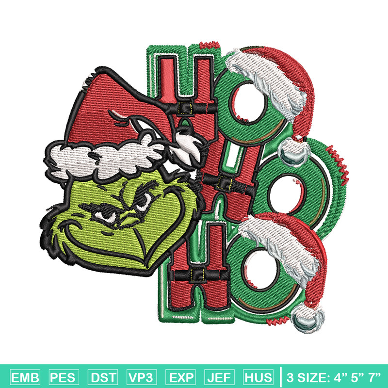 Ho Ho Ho The Grinch Embroidery design, Grinch christmas Embroidery, logo design, Embroidery File, Instant download..jpg