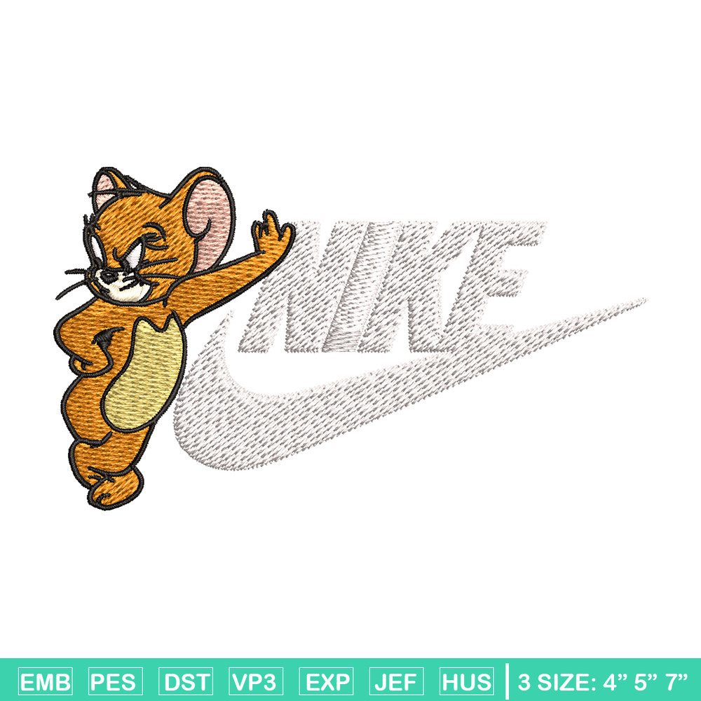 Jerry cartoon Nike Embroidery design, jerry cartoon Embroidery, Nike design, Embroidery file, Instant download..jpg