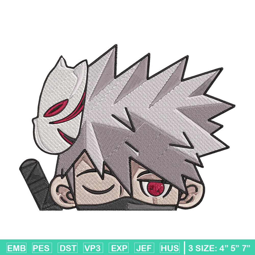 Kakashi Peeker Embroidery Design, Naruto Embroidery, Embroidery File, Anime Embroidery, Anime shirt, Digital download..jpg