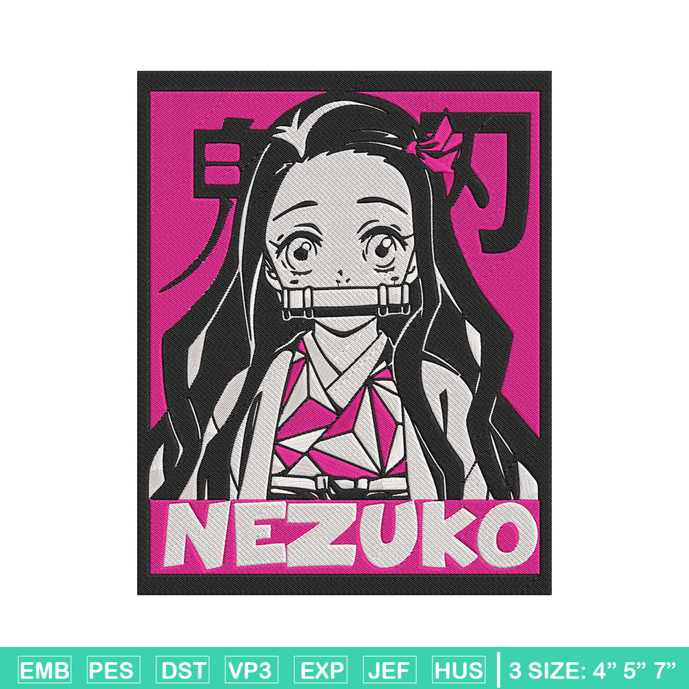 Kamado nezuko poster Embroidery Design, Demon slayer Embroidery, Embroidery File, Anime Embroidery, Digital download..jpg