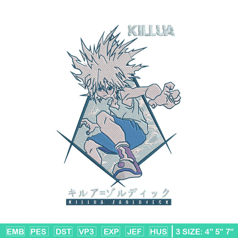Killua Embroidery Design, Hunter x hunter Embroidery, Embroidery File, Anime Embroidery, Anime shirt, Digital download.jpg
