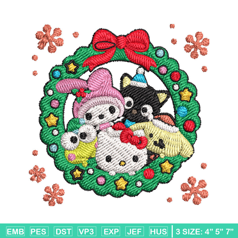 Kitty friends Embroidery Design,Hello kitty Embroidery,Embroidery File,Chrismas Embroidery,Anime shirt, Digital download.jpg