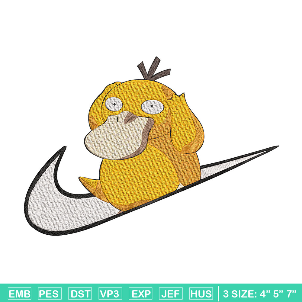 Koduck x nike Embroidery Design, Pokemon Embroidery, Embroidery File, Nike Embroidery, Anime shirt, Digital download.jpg