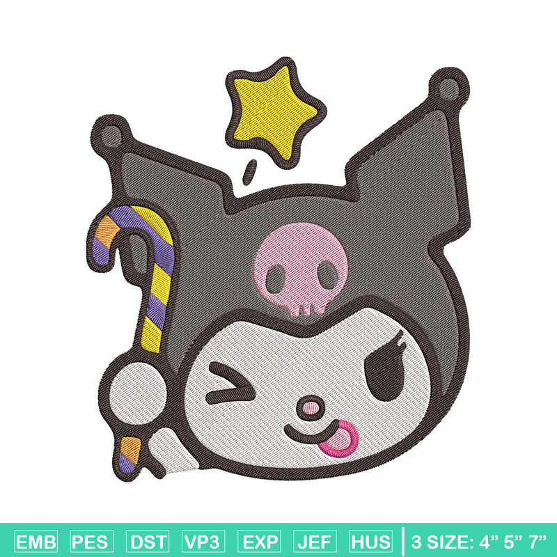 Kuromi face Embroidery Design, Hello kitty Embroidery, Embroidery File,Anime Embroidery, Anime shirt, Digital download.jpg