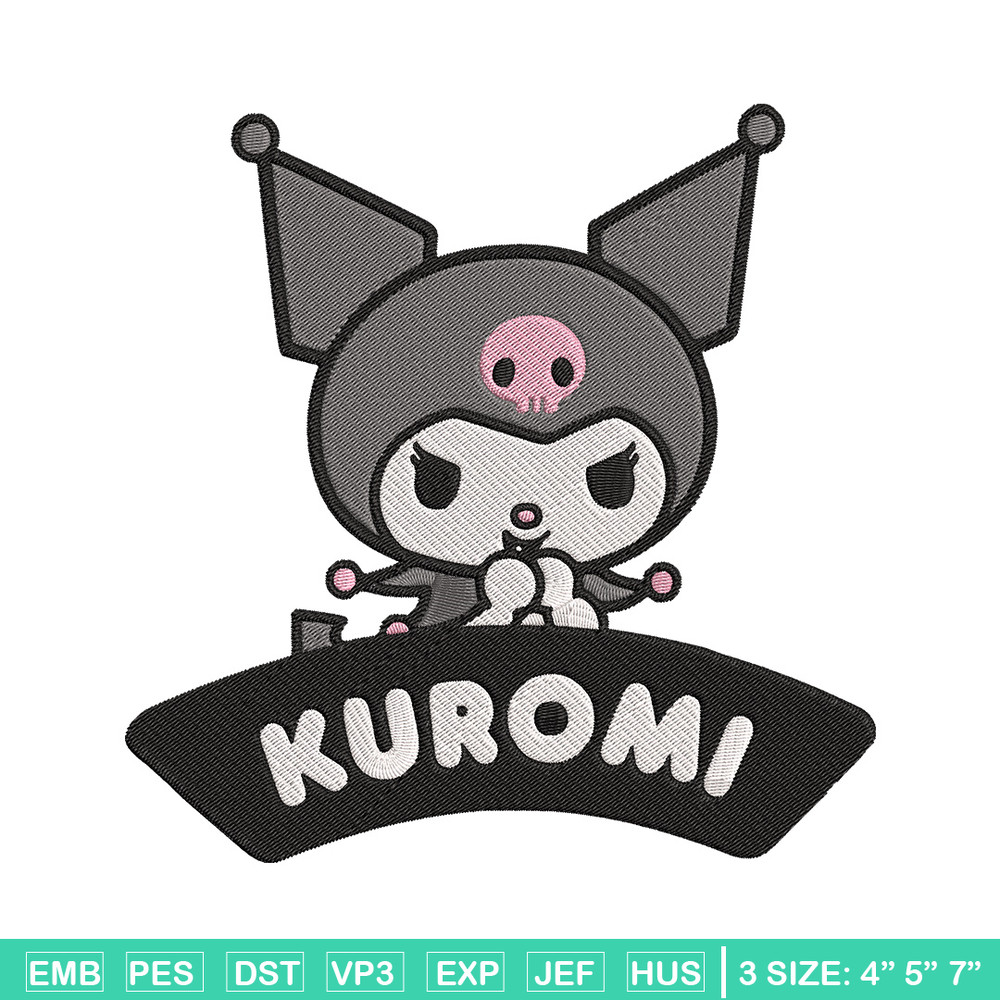 Kuromi logo Embroidery Design, Hello kitty Embroidery, Embroidery File, Anime Embroidery, Anime shirt, Digital download.jpg