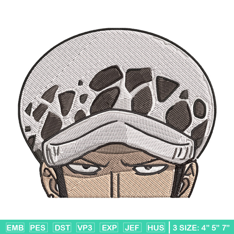 Law Peeker Embroidery Design, One piece Embroidery, Embroidery File, Anime Embroidery, Anime shirt, Digital download.jpg