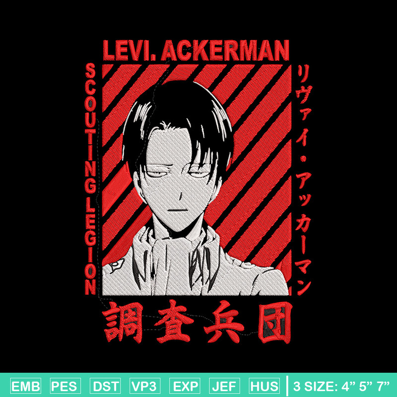 Levi poster Embroidery Design, Aot Embroidery, Embroidery File, Anime Embroidery, Anime shirt,Digital download..jpg
