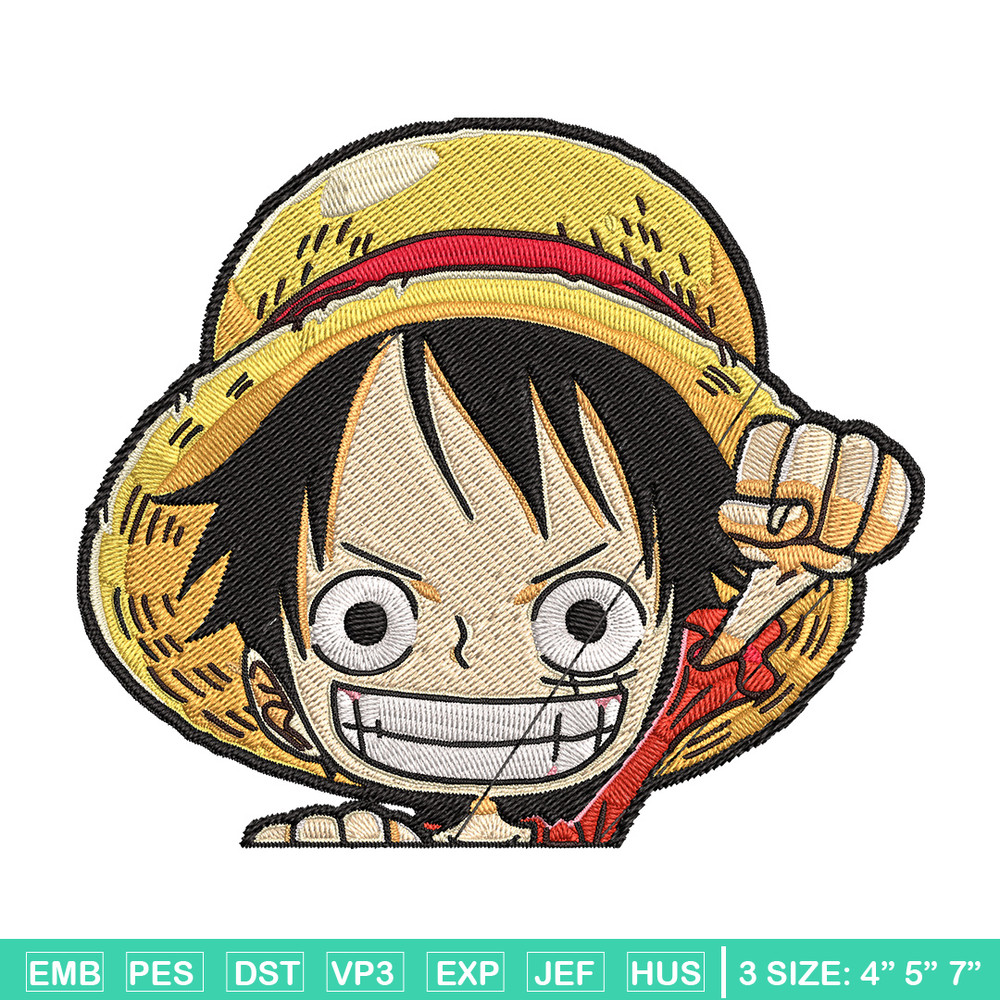 Luffy Chibi Embroidery Design, One piece Embroidery, Embroidery File, Anime Embroidery, Anime shirt, Digital download.jpg