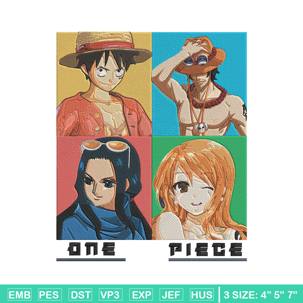 Luffy friends Embroidery Design, One piece Embroidery, Embroidery File, Anime Embroidery, Anime shirt, Digital download..jpg