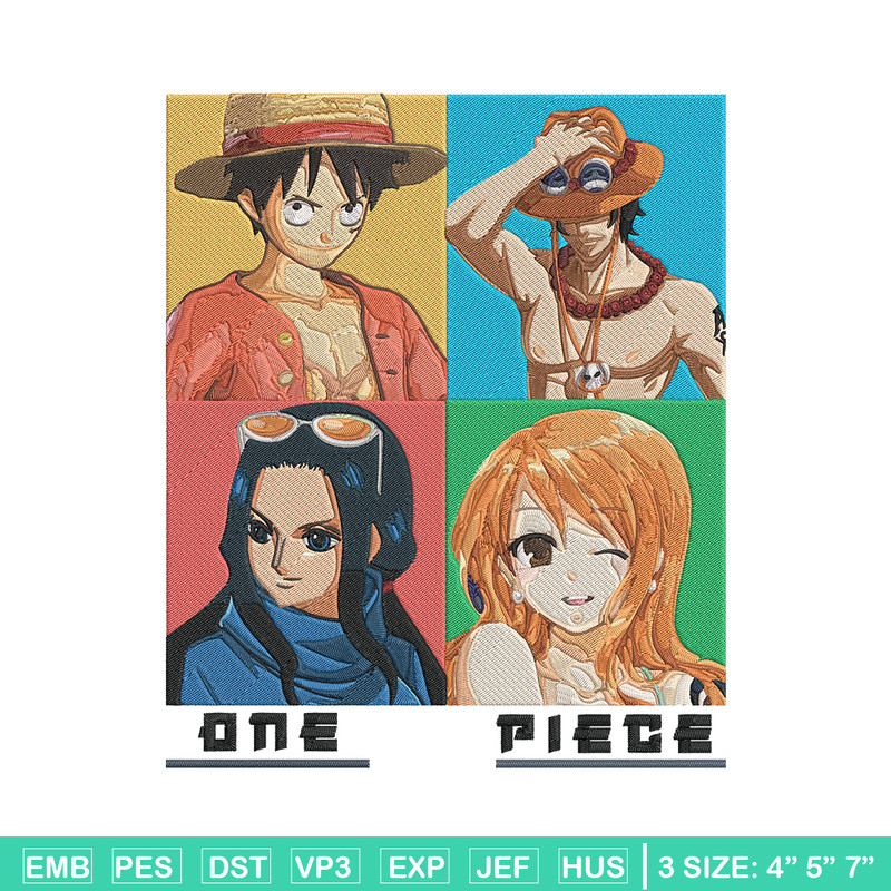 Luffy friends Embroidery Design, One piece Embroidery, Embroidery File, Anime Embroidery, Anime shirt, Digital download..jpg