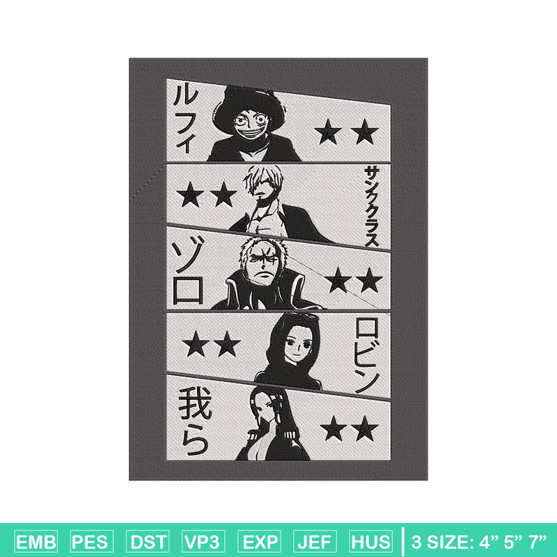 Luffy friends Embroidery Design, One piece Embroidery, Embroidery File, Anime Embroidery, Anime shirt, Digital download.jpg
