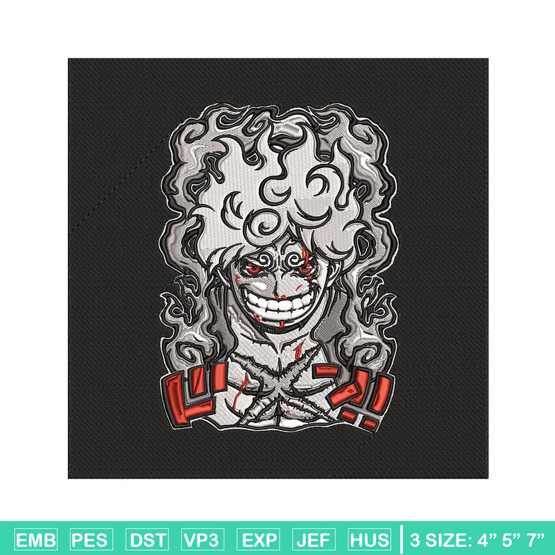 Luffy gear 5 Embroidery Design, One piece Embroidery, Embroidery File, Anime Embroidery, Anime shirt, Digital download.jpg