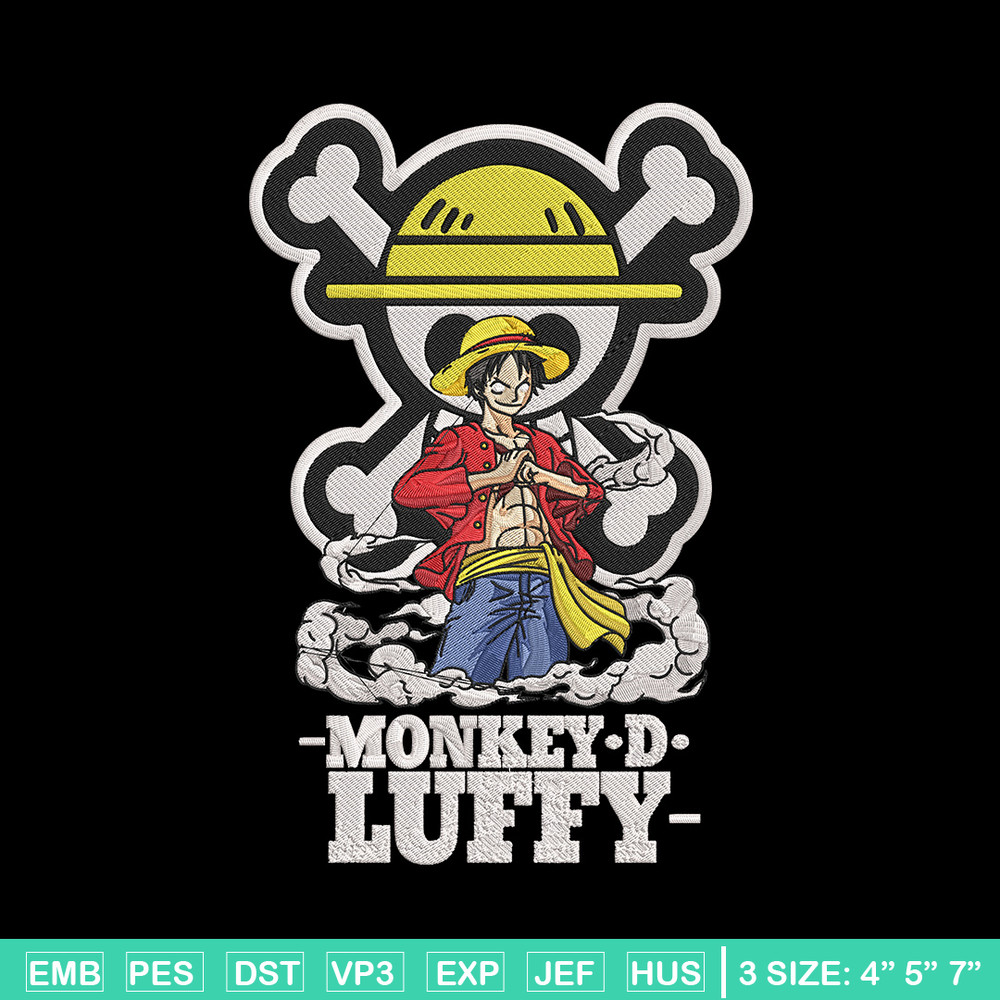 Luffy poster Embroidery Design, One piece Embroidery, Embroidery File, Anime Embroidery, Anime shirt, Digital download.jpg