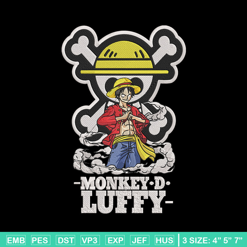 Luffy poster Embroidery Design, One piece Embroidery, Embroidery File, Anime Embroidery, Anime shirt, Digital download.jpg