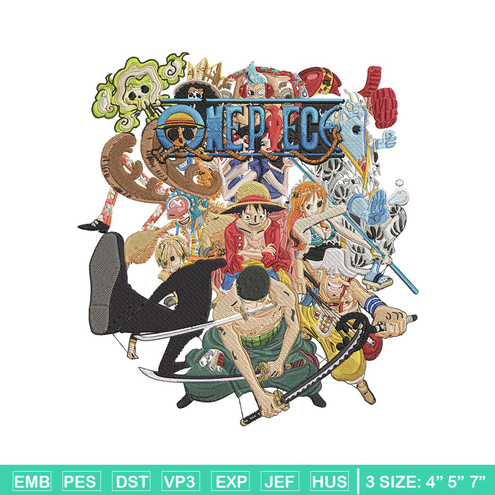 Luffy team Embroidery Design, One piece Embroidery, Embroidery File, Anime Embroidery, Anime shirt, Digital download.jpg