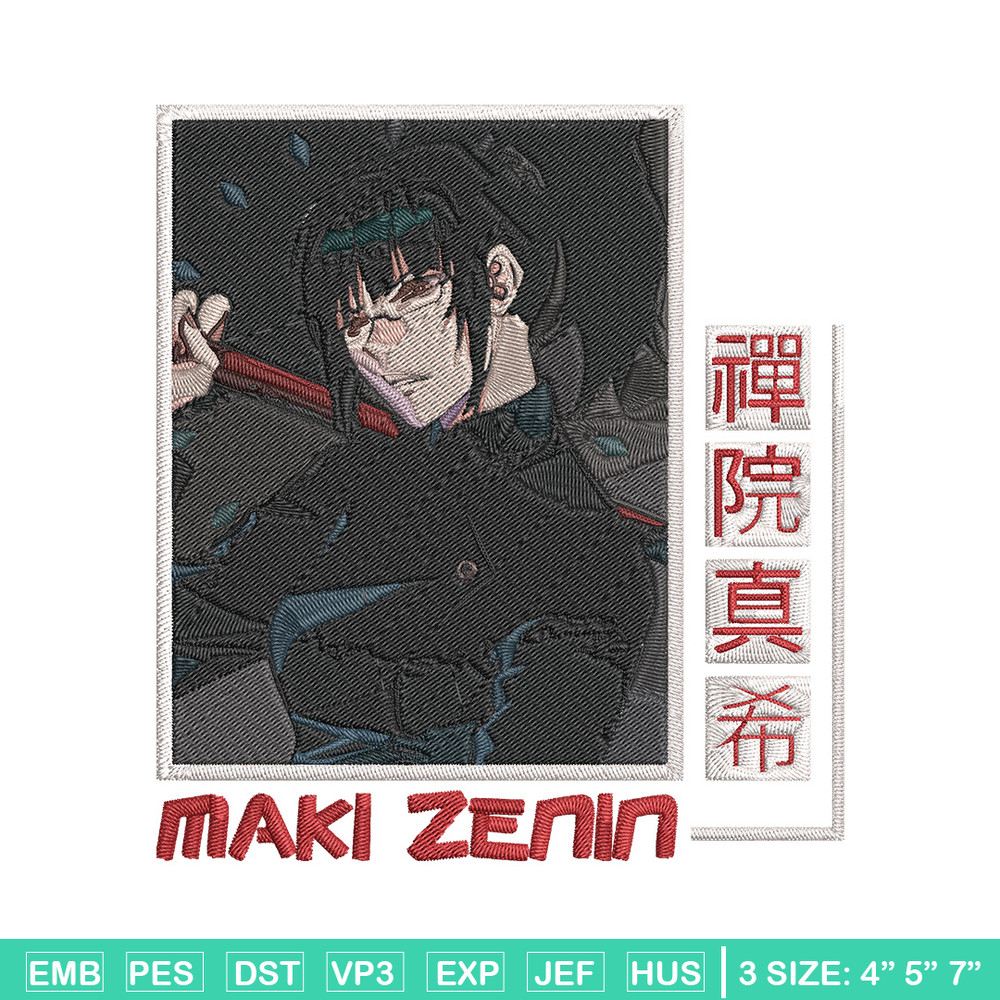 Maki poster Embroidery Design, Jujutsu Embroidery, Embroidery File, Anime Embroidery, Anime shirt,Digital download.jpg