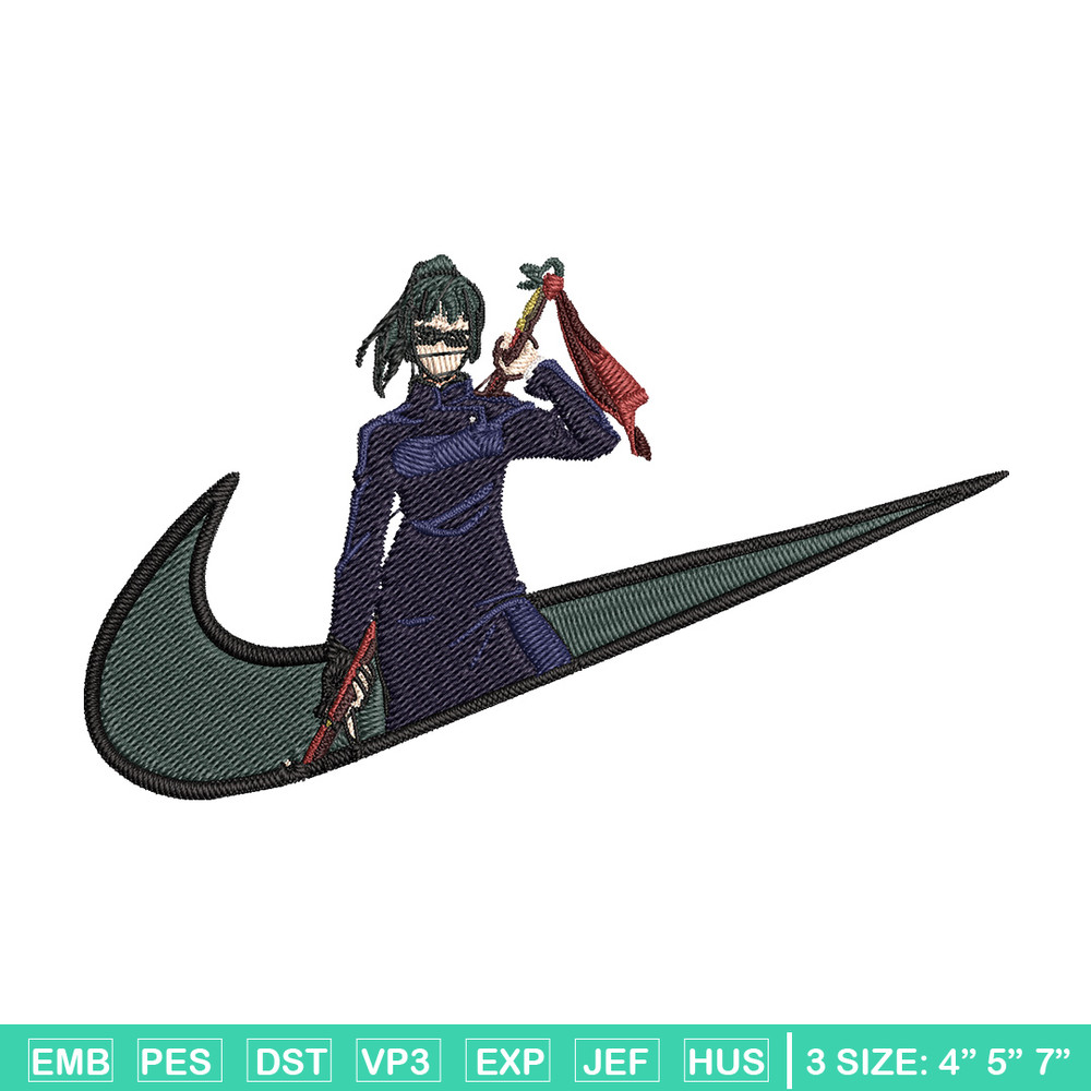 Maki x nike Embroidery Design, Jujutsu Embroidery, Embroidery File, Nike Embroidery, Anime shirt, Digital download.jpg