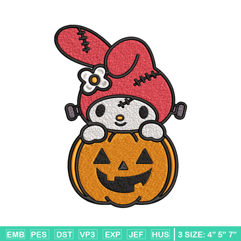 Melody pumpkin Embroidery design, Halloween Hello kitty Embroidery, cartoon design, Embroidery File, Digital download..jpg