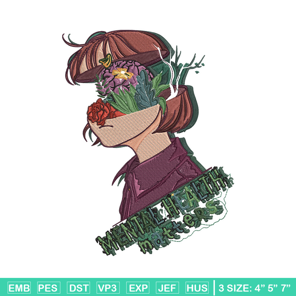 Mental girl Embroidery Design, Mental health Embroidery, Embroidery File, Anime Embroidery, Anime shirt,Digital download.jpg