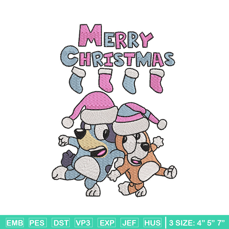 Merry chrismas embroidery design, Bluey embroidery, Chrismas design, Embroidery file, Embroidery shirt, Digital download.jpg