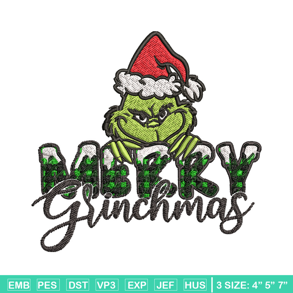 Merry Grinch Embroidery design, Grinch Merry Christmas Embroidery, Grinch design, Embroidery File, Digital download..jpg