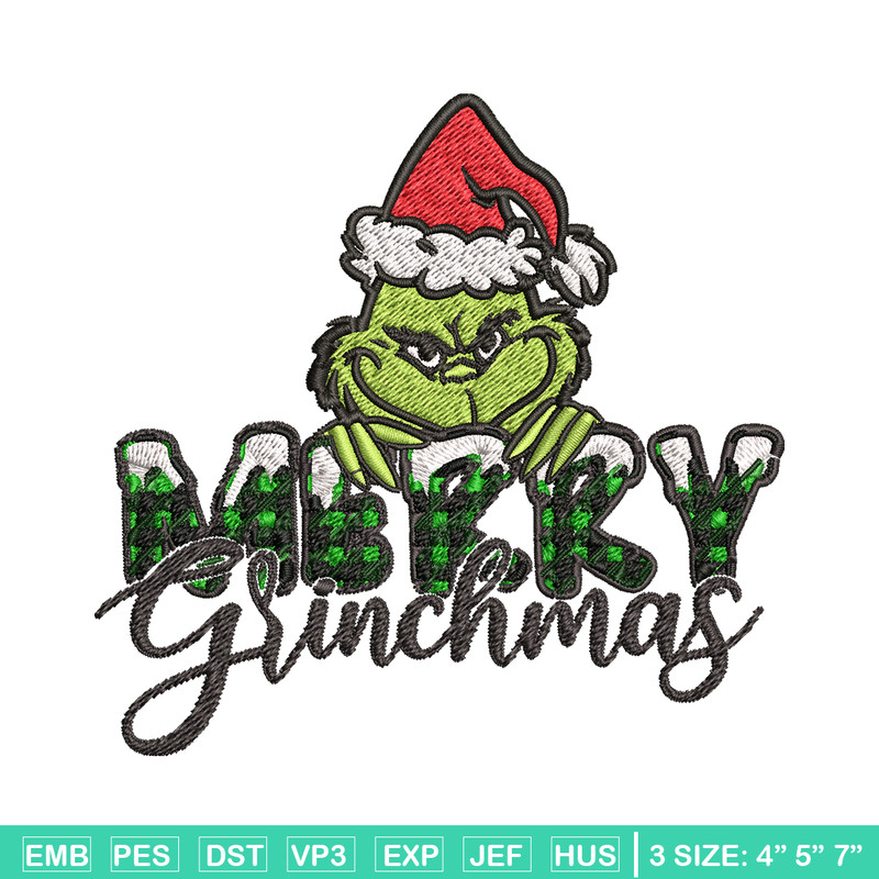 Merry Grinch Embroidery design, Grinch Merry Christmas Embroidery, Grinch design, Embroidery File, Digital download..jpg