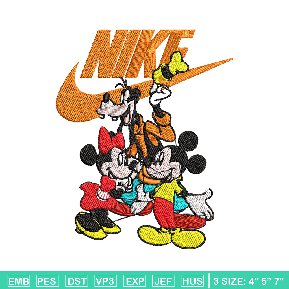 Mickey Mouse friends Nike Embroidery design, Disney Embroidery, Nike design, Embroidery file, Instant download..jpg