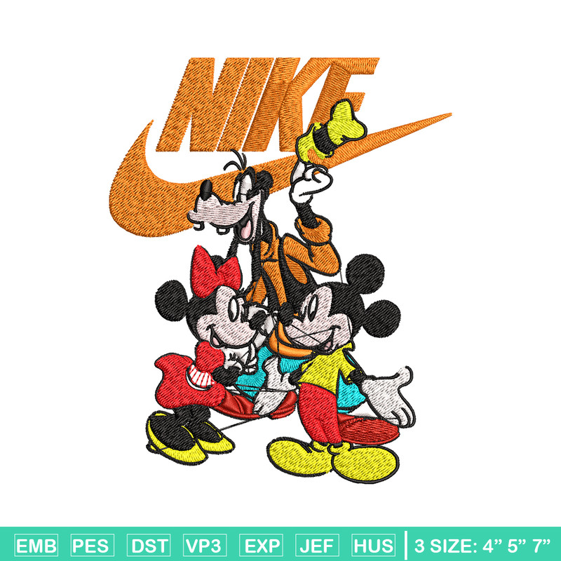 Mickey Mouse friends Nike Embroidery design, Disney Embroidery, Nike design, Embroidery file, Instant download..jpg