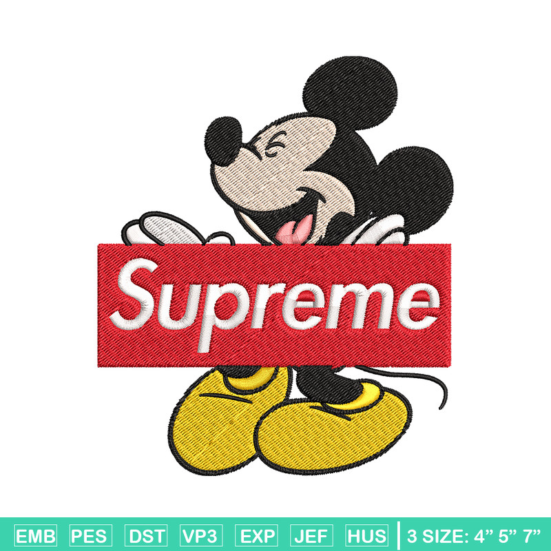 Mickey Mouse Supreme Embroidery design, Disney Embroidery, Disney design, Embroidery File, Digital download..jpg