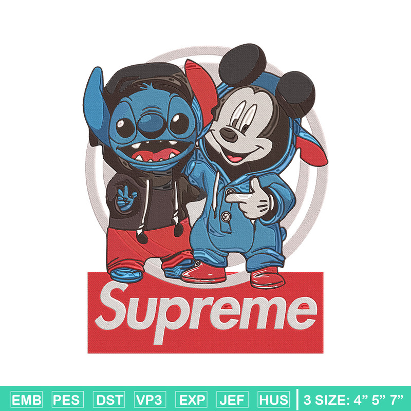 Mickey x stitch Embroidery Design, Supreme Embroidery, Embroidery File, Anime Embroidery, Anime shirt, Digital download.jpg