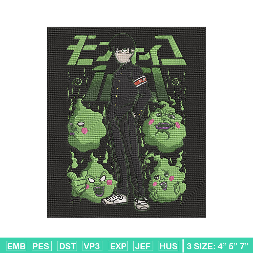 Mob100 poster Embroidery Design, Mob100 Embroidery, Embroidery File, Anime Embroidery, Anime shirt, Digital download.jpg