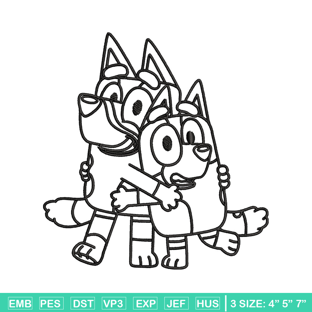 Mom and Dad Bluey Coloring Pages Embroidery, Bluey Embroidery, Embroidery File, cartoon design, Digital download..jpg