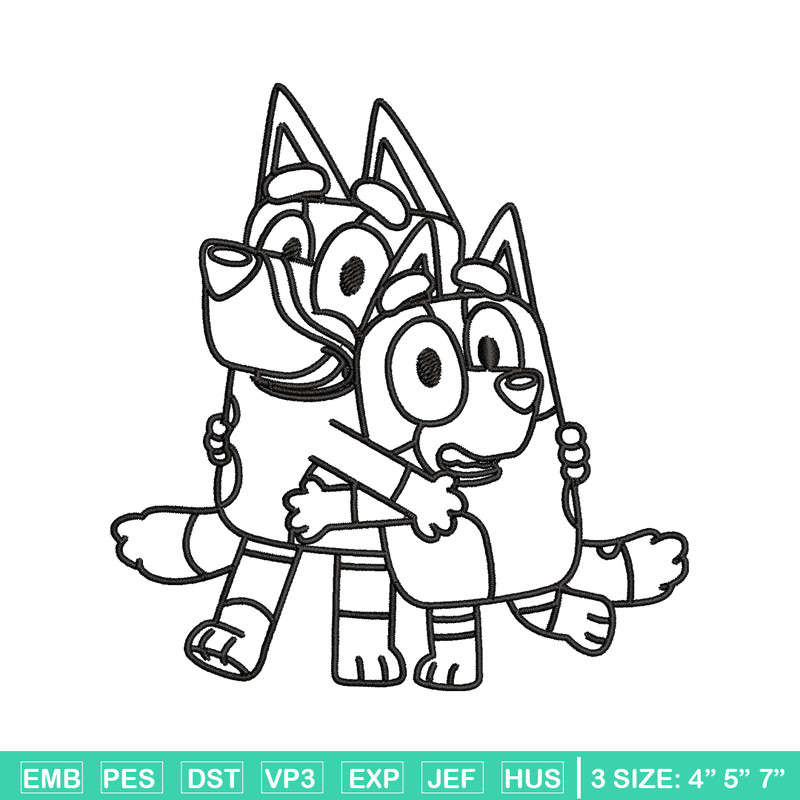 Mom and Dad Bluey Coloring Pages Embroidery, Bluey Embroidery, Embroidery File, cartoon design, Digital download..jpg